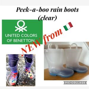 NEW united colors of benetton kids peek-a-boo rain boots unisex size 29